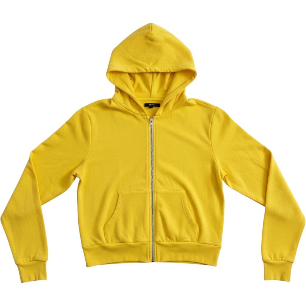 Aqua Athletic Womens Yellow Cotton Zip Up Cropped Hoodie Sweatshirt Size S NEW